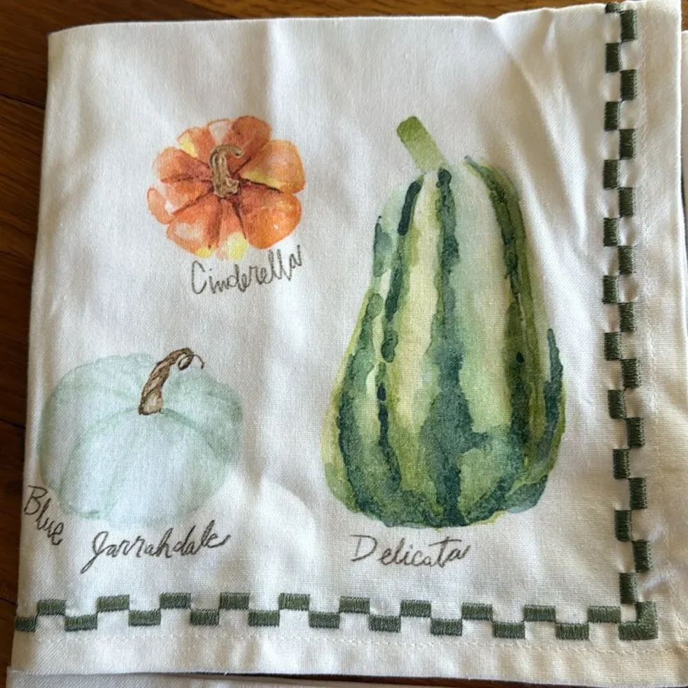 Anthropologie Types of Pumpkins Napkins, Set of 4